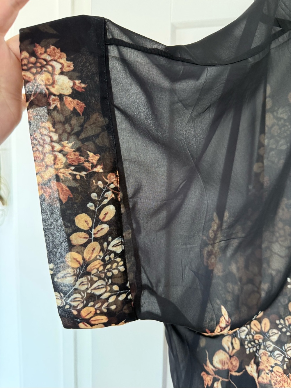 Sheer Black Floral Kimono Cardigan - Picture 2 of 6